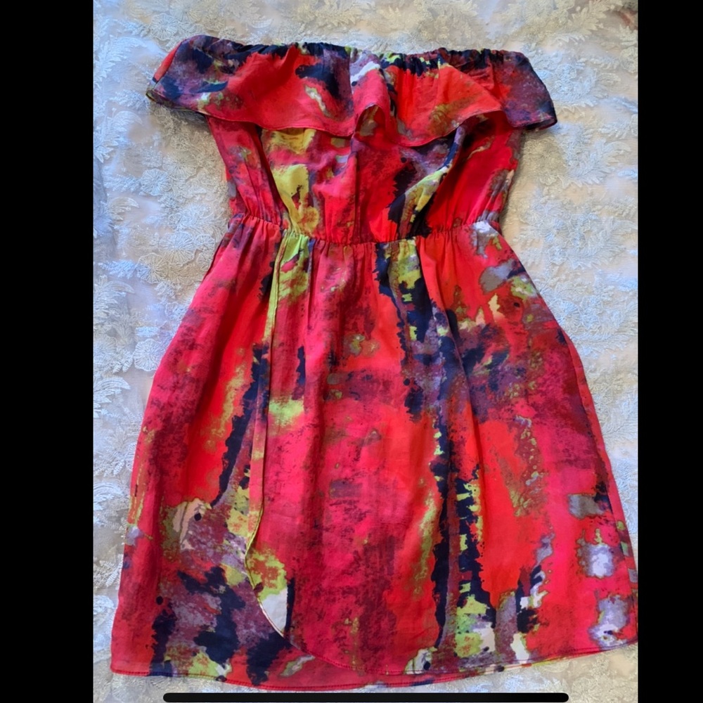 Strapless watercolor dress